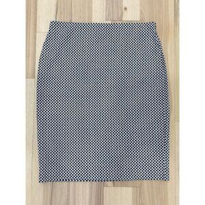 Loft M Black & White Geometric Pull-On Pencil Skirt